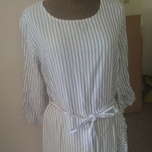 Blue and white striped dress